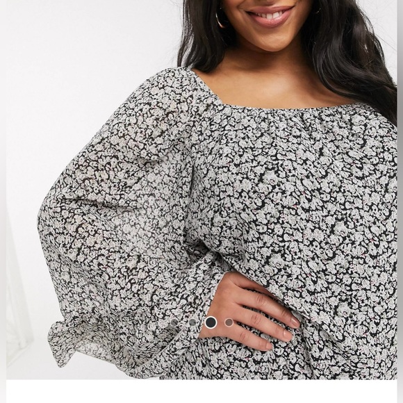 ASOS Curve flared sleeve smock floral dress US size 20 - Picture 3 of 4